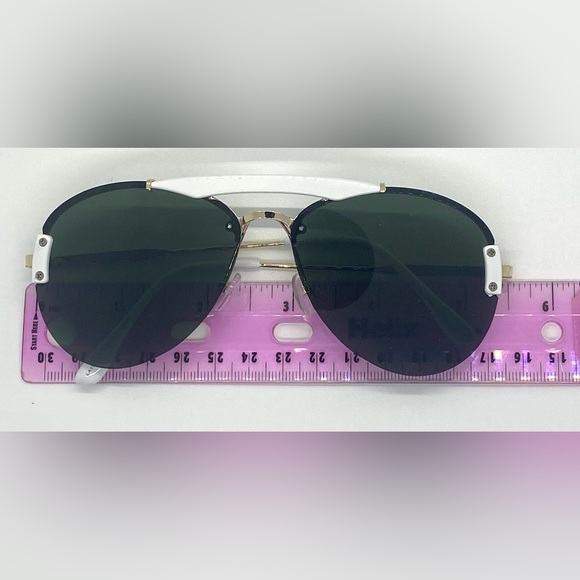 White/Gold Metal Frame Dark Lens Sunglasses Outdoor Coastal Beach Classic Boho - Picture 11 of 15